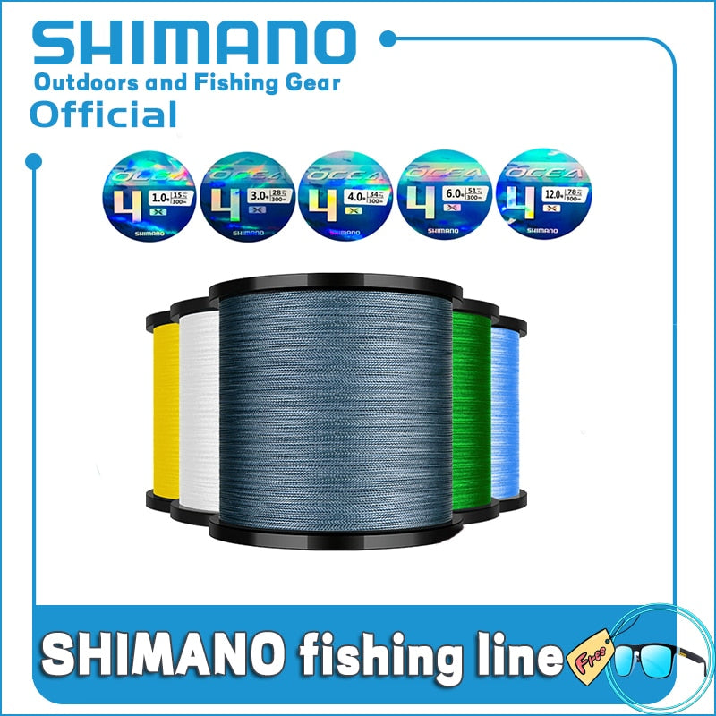 braided metal fishing line Shimano OCEA 4 Strands Braided Fishing Line Multifilament 300M Carp Fishing Japanese Braided Wire Fishing Accessories Pe Line